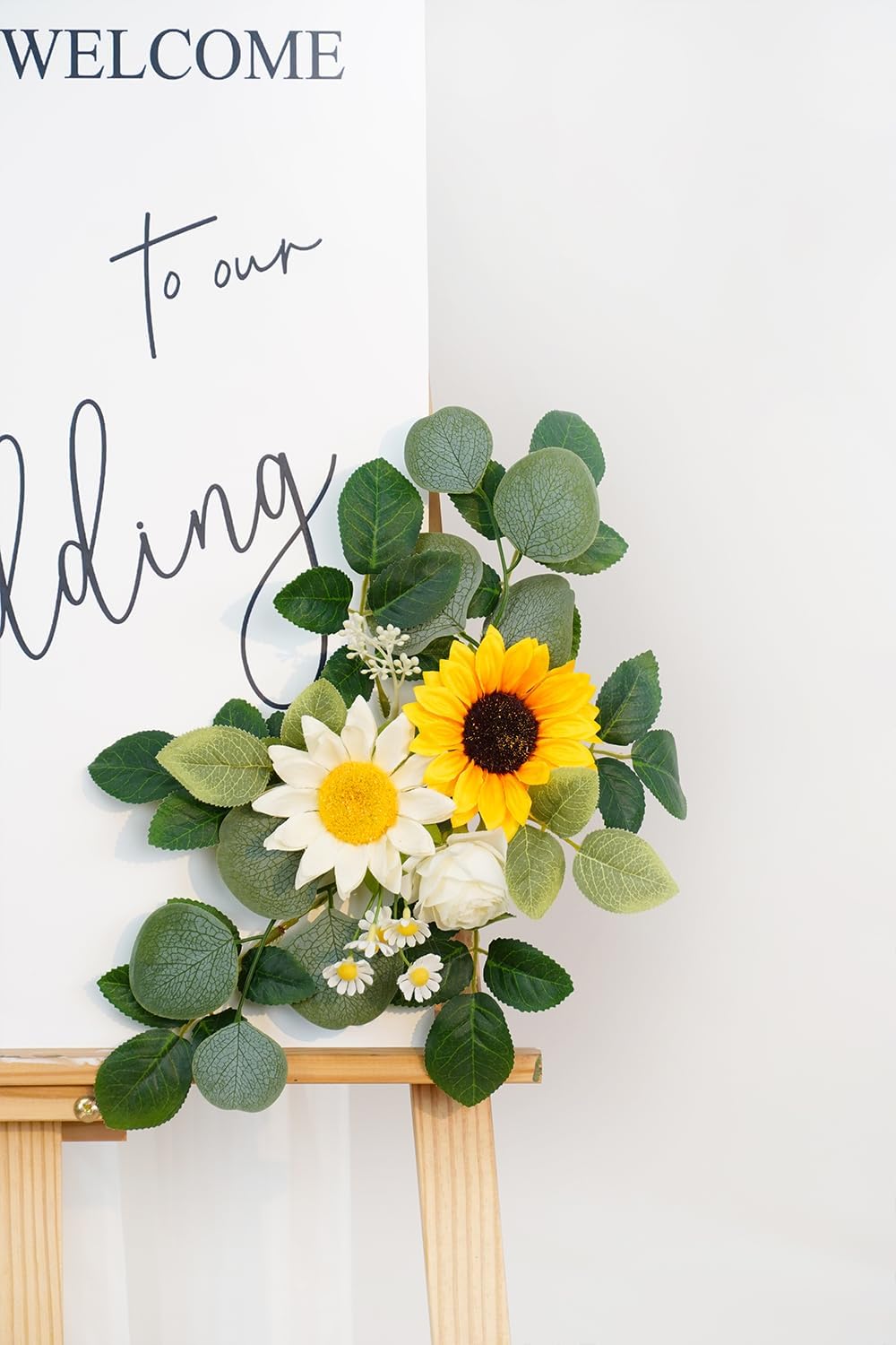 (Pack of 2 Artificial Flowers Decorations,Artificial Arch Backdrop Garlandfor Ceremony Party Reception Entrance Welcome Easel Door Floral Decor Wall Home Entryway Outdoor(Sunflower)