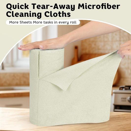 Matthew Microfiber Cleaning Cloth Roll 72Pack (12" x 12") Reusable Paper Towels&Washable Tear Away Towels,Ultra Water Absorbent Lint&Streak Free Cleaning Rags for Glass,Dishwash,Bathroom,Cars-Yellow