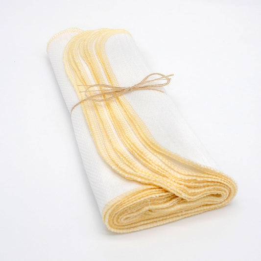 Spring Collection Reusable Paperless Towels - One Dozen washable reusable paper towels for kitchen (Lemon Bright White)