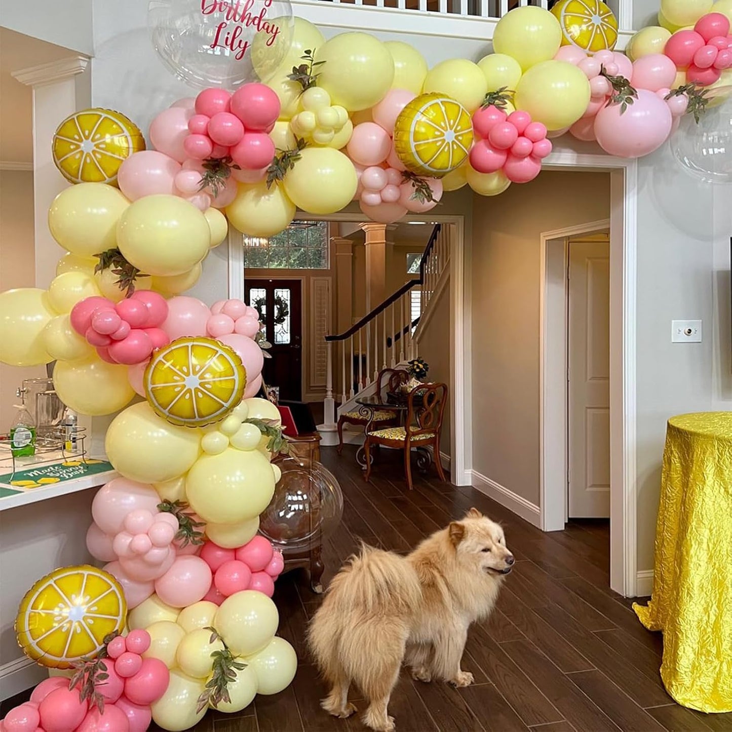 146Pcs Lemon Balloon Arch Garland Kit,Pink and Yellow Balloon Arch Kit with Lemon Foil Ballons for Baby Shower Bridal Shower Birthday Party Decorations