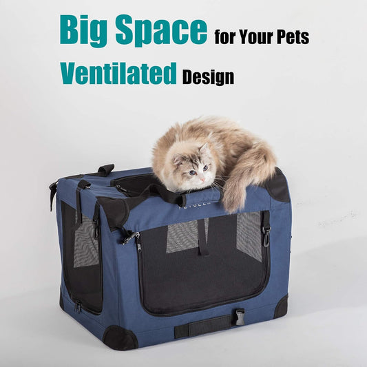 Extra Large Cat Carrier Soft Sided, Portable Small Dog Carrier for 2 Cats, 24"x16.5"x16" Car Travel Folding Comfortable Design, Yellow