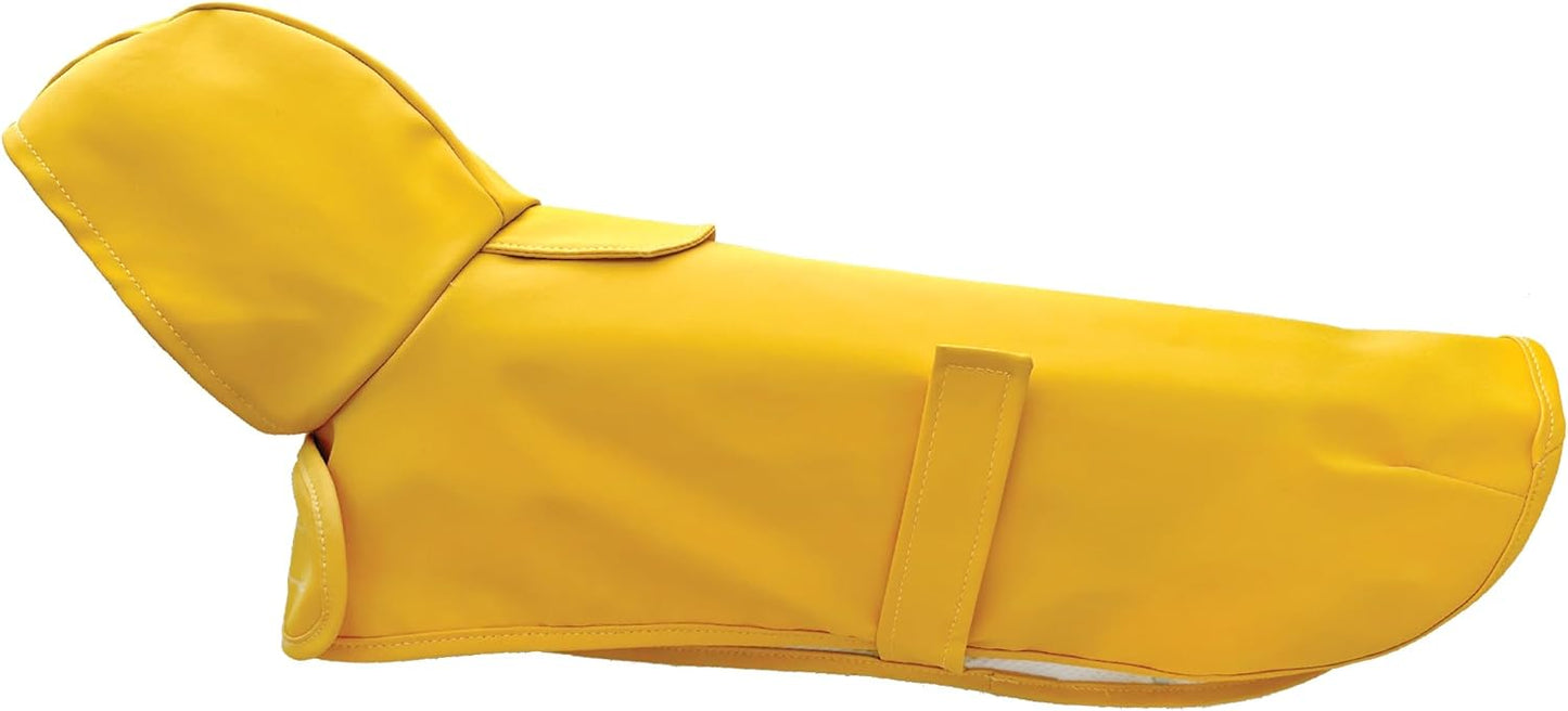 Dachshund Raincoat - Waterproof & Windproof Dog Jacket for Long Weiner Dogs, Adjustable Fit, Harness Hole - Yellow, X-Small