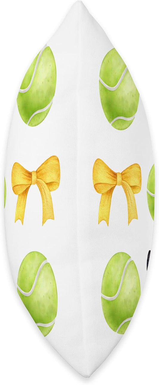 Girls Tennis Player Tennis Team Black & Yellow Gold Bow Throw Pillow