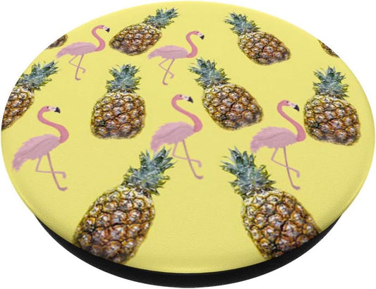 Mobile Phone Pop Up Holder Yellow Pineapple Pink Flamingo PopSockets PopGrip: Swappable Grip for Phones & Tablets