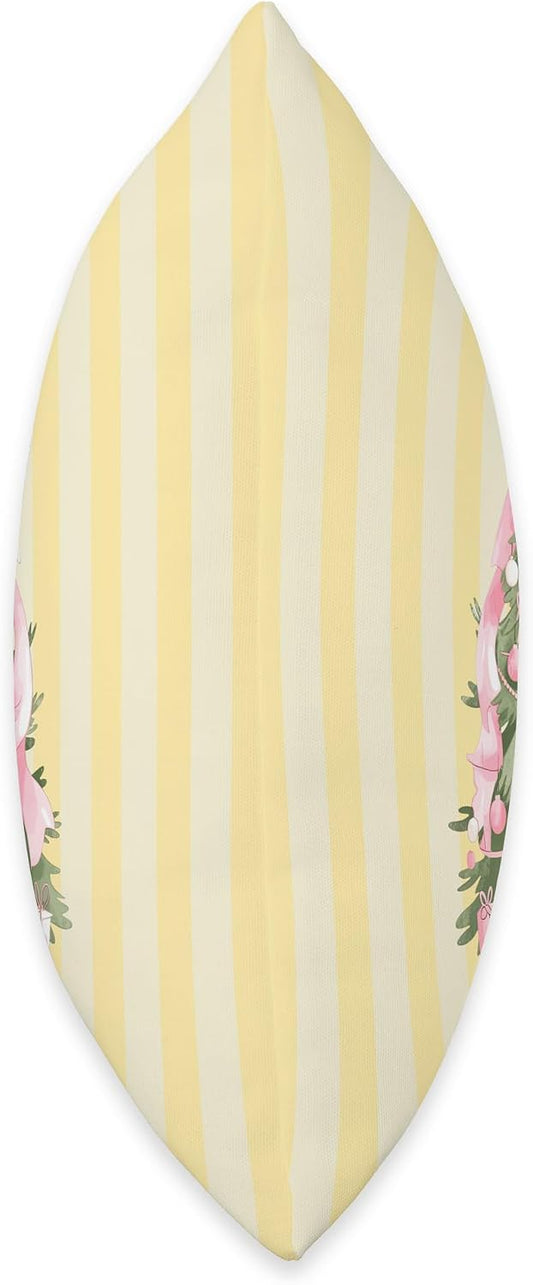 Aesthetic Preppy Christmas Tree Coquette Bow Yellow Striped Throw Pillow