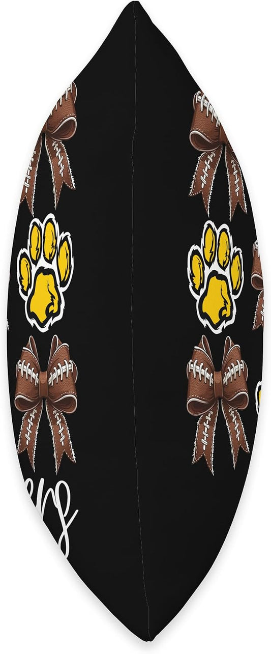 Tigers Football Mom Coquette Bows Game Day Yellow Tigers Throw Pillow