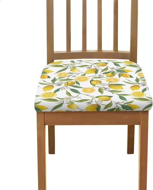 Lemons Square Chair Cushion Cover for Dining Office Wear Resistant Chair Seat Slipcover Home Chair Essentials Comfy Soft Upholstered Chair Seat Covers
