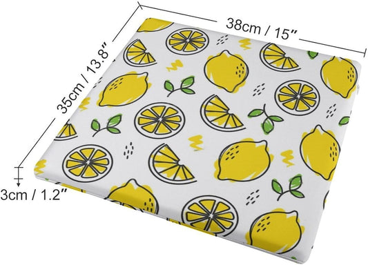 Yellow Lemon Pattern Chair Seat Cushion Soft Chair Pad for Dining Office Home Decor 13.8 X 15 Inch