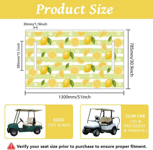 Peacoblue Golf Cart Seat Covers Towel Lemon 100% Microfiber 51"x31" Golf Cart Seat Blanket Cushions Universal Fit for Club Car EZGO Yamaha Precedent 2-Seat Golf Carts