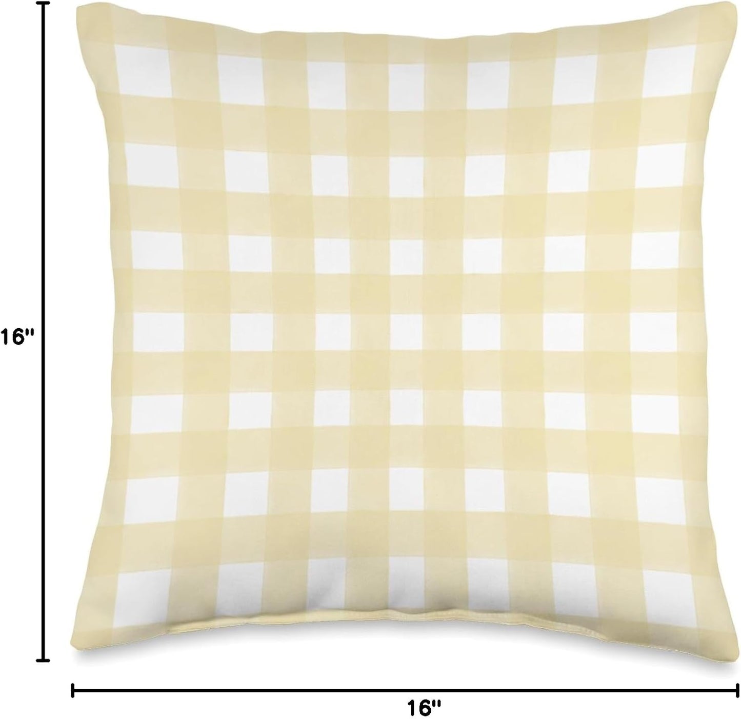 Light Yellow Gingham Check Throw Pillow