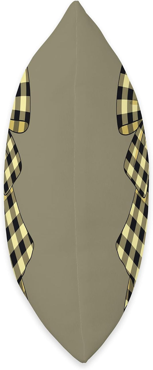 Coquette Big Bow Vanilla Yellow and Black Gingham Plaid Throw Pillow