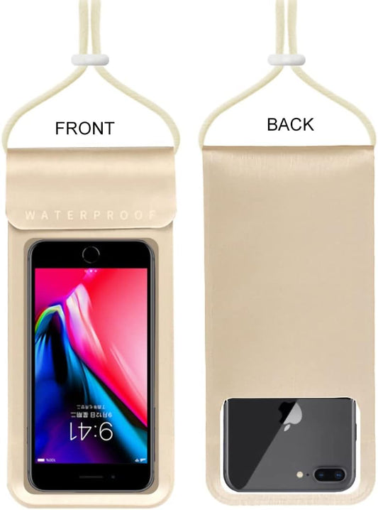 Waterproof Phone Pouch,IPX8 Waterproof Phone Case Bag Holder Dry Pouch for iPhone 13 Pro Max/13 Pro/13/12/12 Pro Max/11/11 Pro Max/Xs Max/XR to 6.9" for Kayaking Swimming Beach(Gold)