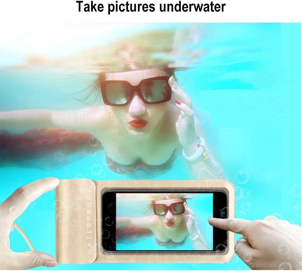Waterproof Phone Pouch,IPX8 Waterproof Phone Case Bag Holder Dry Pouch for iPhone 13 Pro Max/13 Pro/13/12/12 Pro Max/11/11 Pro Max/Xs Max/XR to 6.9" for Kayaking Swimming Beach(Gold)