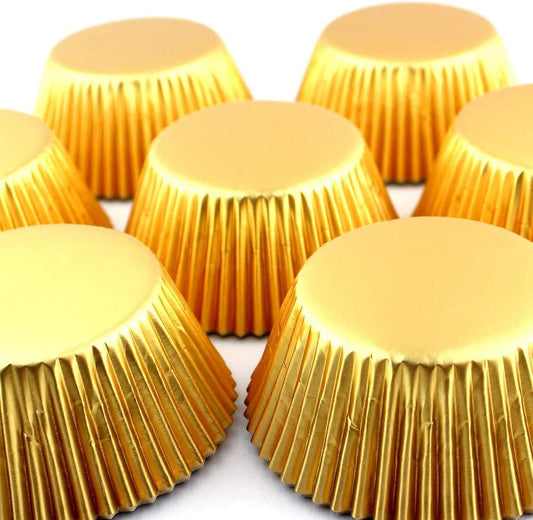 Gold Foil Cupcake Case Liners Wrappers Baking Muffin Paper Cups 200 Pcs