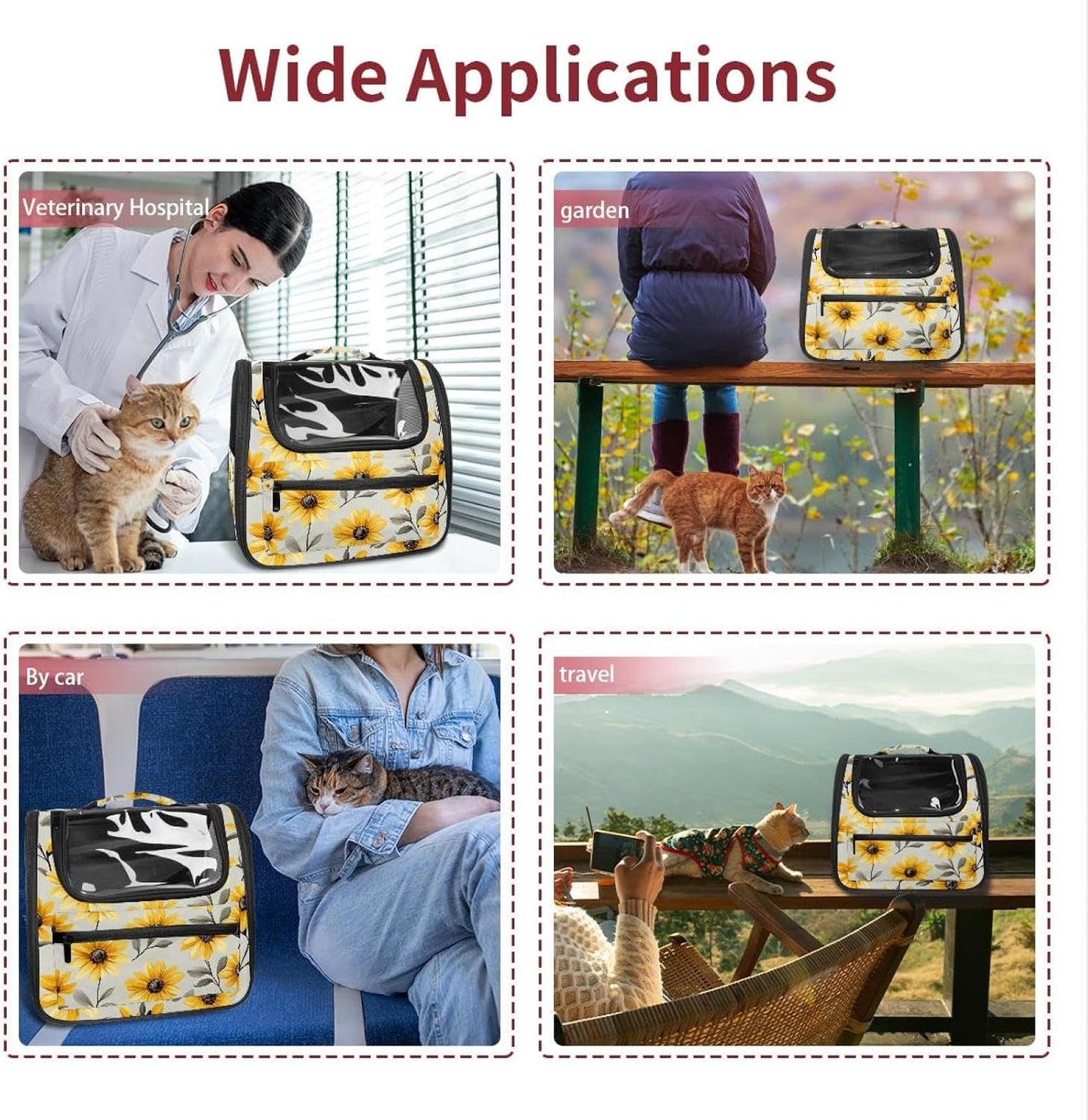 Yellow Daisy Flowers (1) Pet Travel Carrier Soft Sided Portable Bag for Cats, Small Dogs, Kittens or Puppies