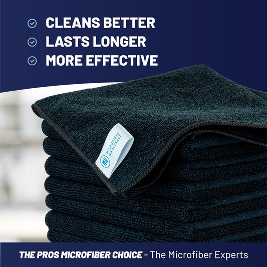 MW Pro 16x16 Commercial Cleaning Rags - Professional Janitorial Supplies for Dusting, Office & Heavy Duty Cleaning - Multi-Surface Dusters (Yellow, 12-Pack)