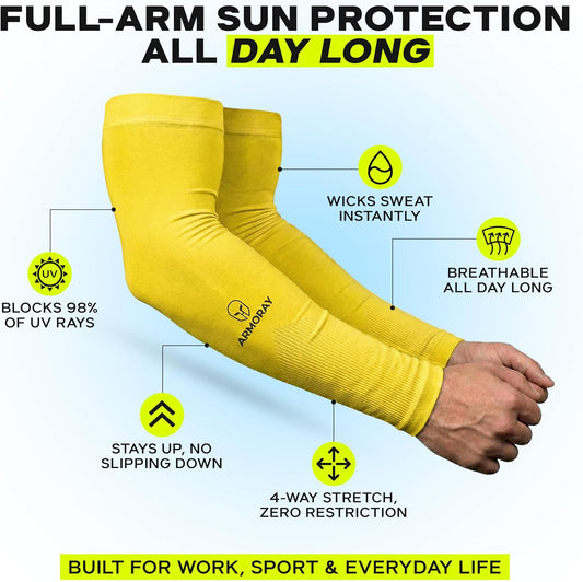 Arm Sleeves for Men & Women UPF 50 Sports Compression Cooling Sleeve for Basketball Golf Running Tattoo Coverage