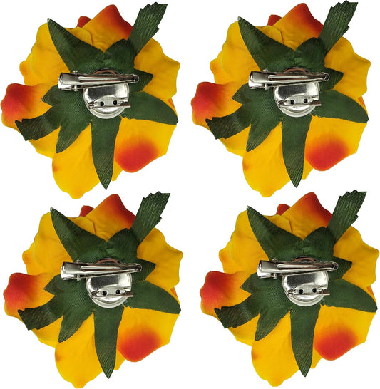 4pcs/Pack Fabric Rose Hair Flowers Clips Mexican Hair Flowers Hairpin Brooch Headpieces