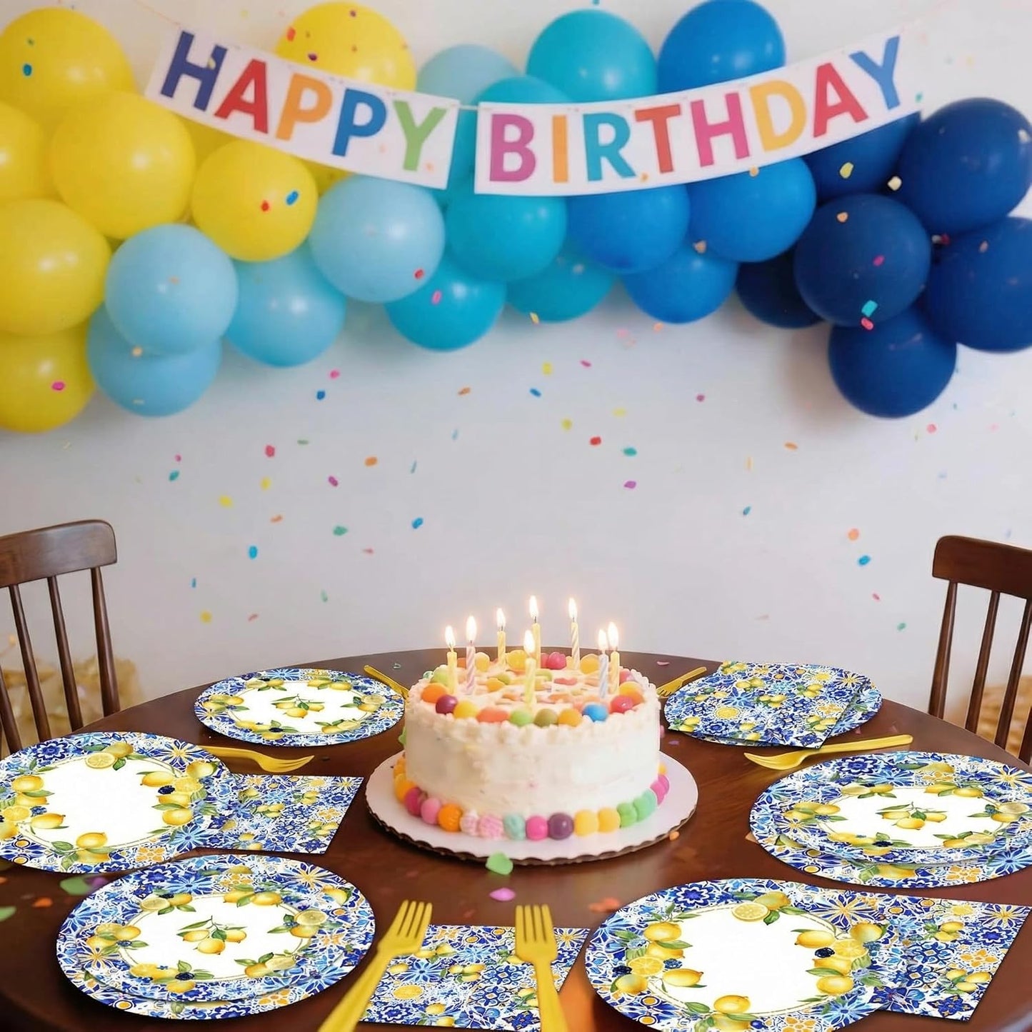 96 PCS Capri Lemon Baby Shower Birthday Party Plates and Napkins Mediterranean Summer She Found Her Main Squeeze Bridal Shower Supplies Tableware Set for 24 Guests