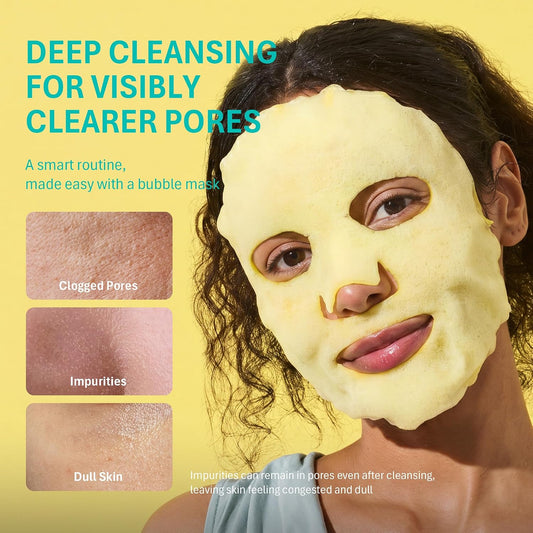 Turmeric Bubble Face Mask, Deep Cleansing for Anti-Aging and Revitalizing, Korean Skincare for Dull and Tired Skin (5 Pack)