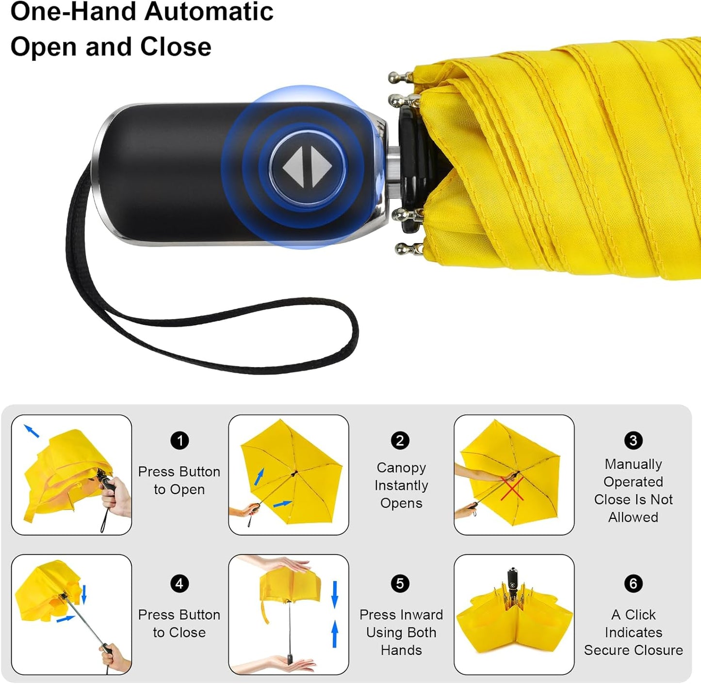 Automatic Lightweight Travel Flat Umbrella Compact Folding for Pocket | 42 inch arc automatic open close compact pocket size lightweight carry for backpack,travel/commute and light rain