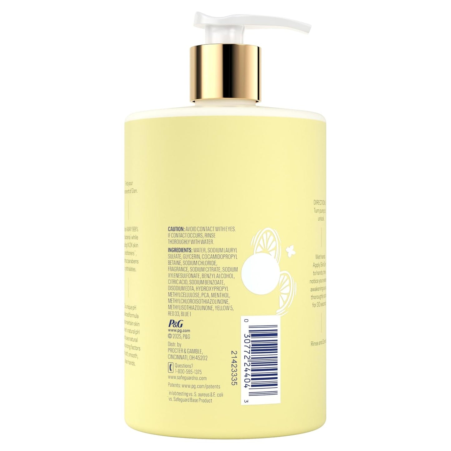 Liquid Hand Soap, Skin Zen, Washes Away 99% Bacteria, Made with Natural Moisturizers & 2X Skin Conditioners, Safeguarding Families, PH Balanced Formula, Lemon & Yuzu Scent, 16 oz