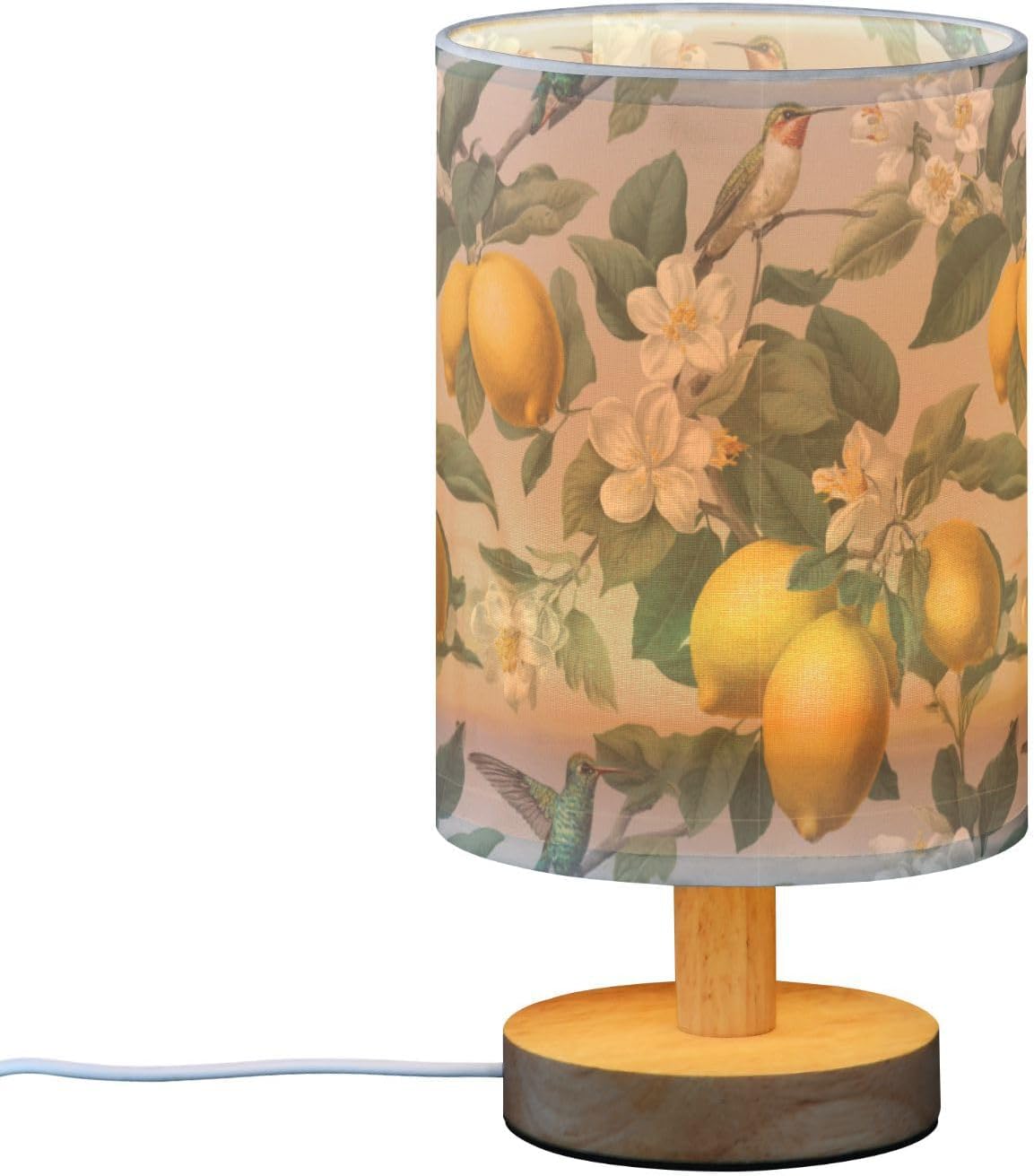 Bedside Table Lamp Lemon Yellow Citrus Fruits (56) Kids Nightstand Lamp Night Light Fabric Shade for Bedroom Living Room Home Office