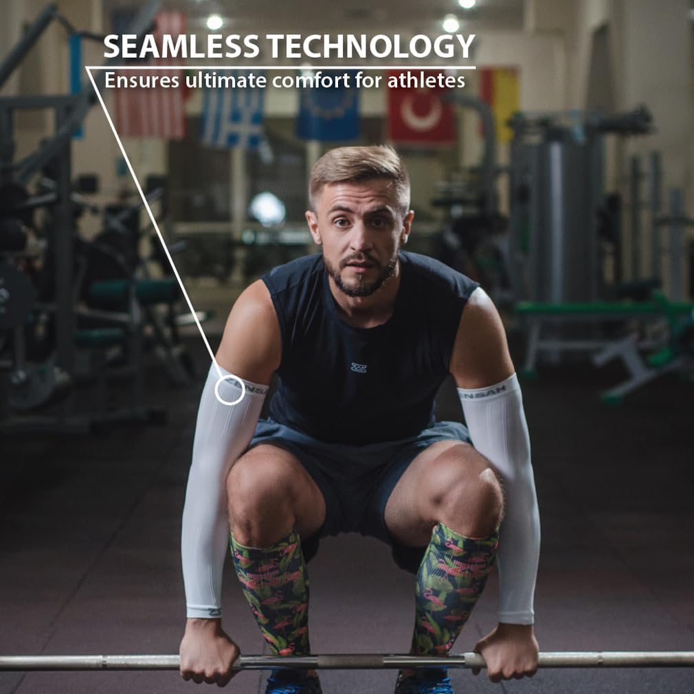 Compression Arm Sleeves - Made in USA, Thermal Arm Warmers for Cycling and Running with UV Sun Protection