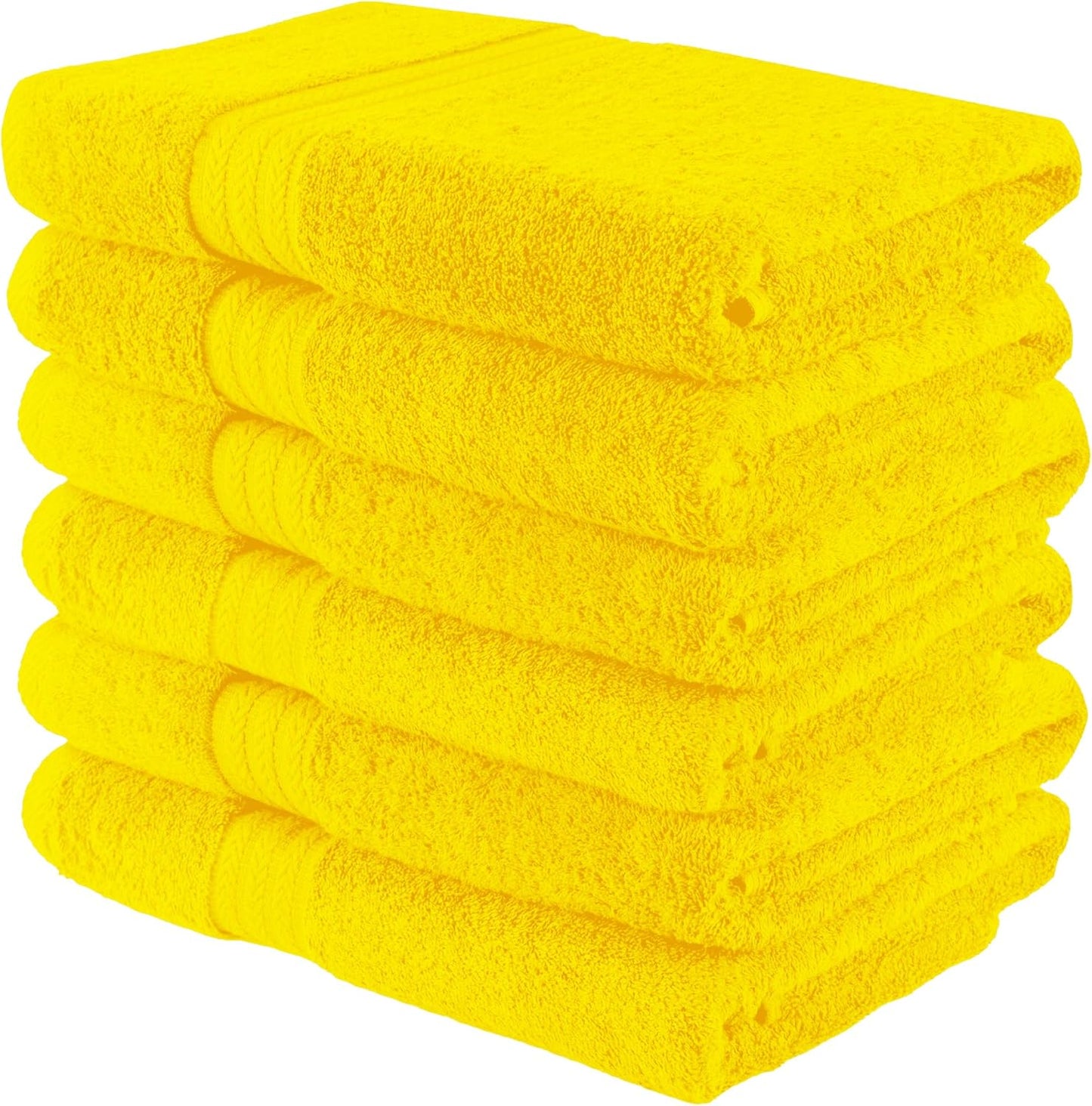 Large Bath Towels 24 x 50 Pack of 6 | Quick Dry and Highly Absorbent | 100% Cotton Terry Towels for Bathroom - Perfect for Shower - Pool and Spa - Luxury Soft Towels - Lemon Yellow