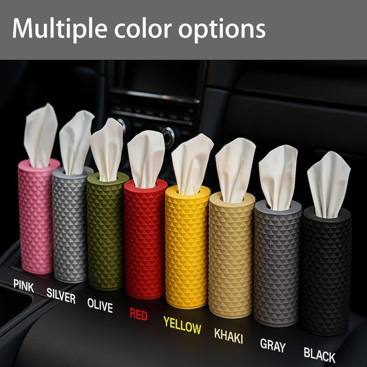 Car Cup Holder Tissue Box Holder β Auto Interior Accessories for Men & WomenοΌCar Accessories Organizer with Premium Tissues with 1 Pack Tissues, Universal Fit for Most Vehicles (Lemon Yellow)