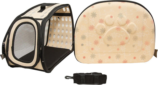 PetLike Airline Approved Pet Carrier Soft Sided Collapsible Travel Bag for Cats & Small Dogs (Beige, Smooth)