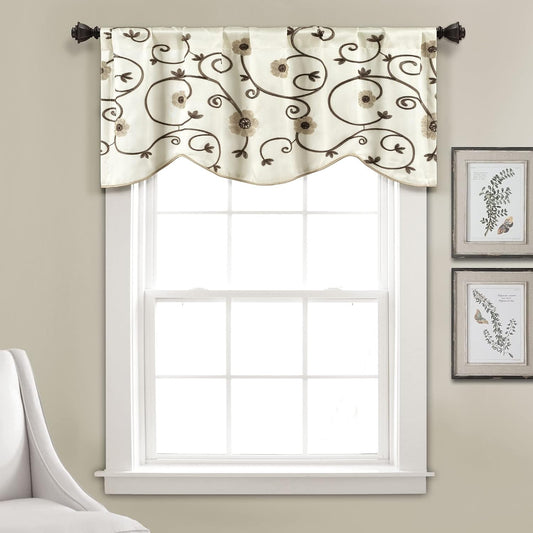 Lush Decor Royal Garden Valance Floral Window Kitchen Curtain (Single), 42”W x 18"L, Yellow