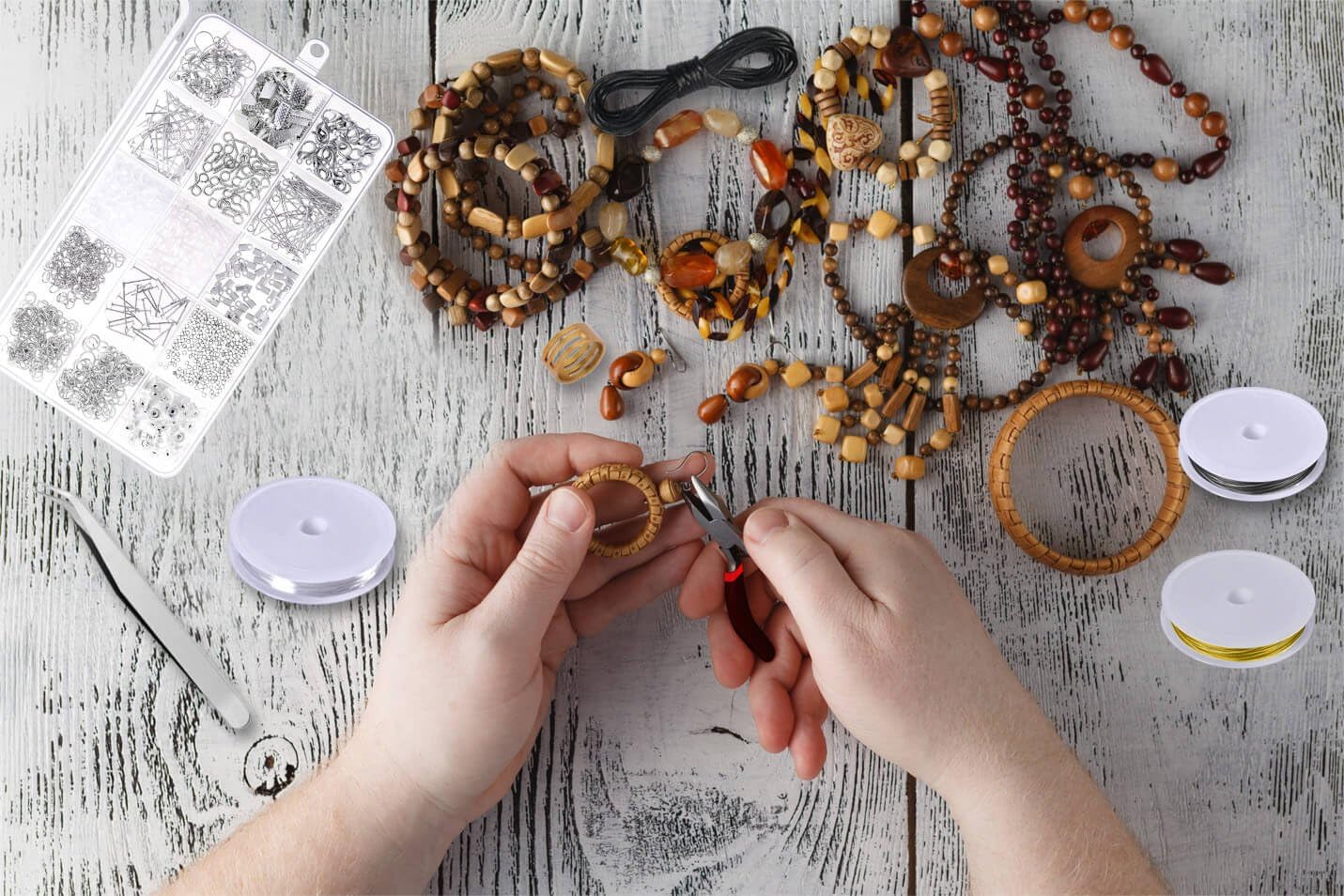 Jewelry Making Supplies Kit - Repair Tools with Accessories, Pliers, Findings, Beading Wires for Adults and Beginners