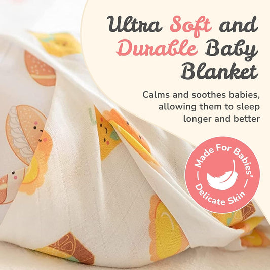 The Wee Bean Organic Cotton and Bamboo Rayon Muslin Swaddle Blankets, Set of X (Lemon Tea + Egg Tart)