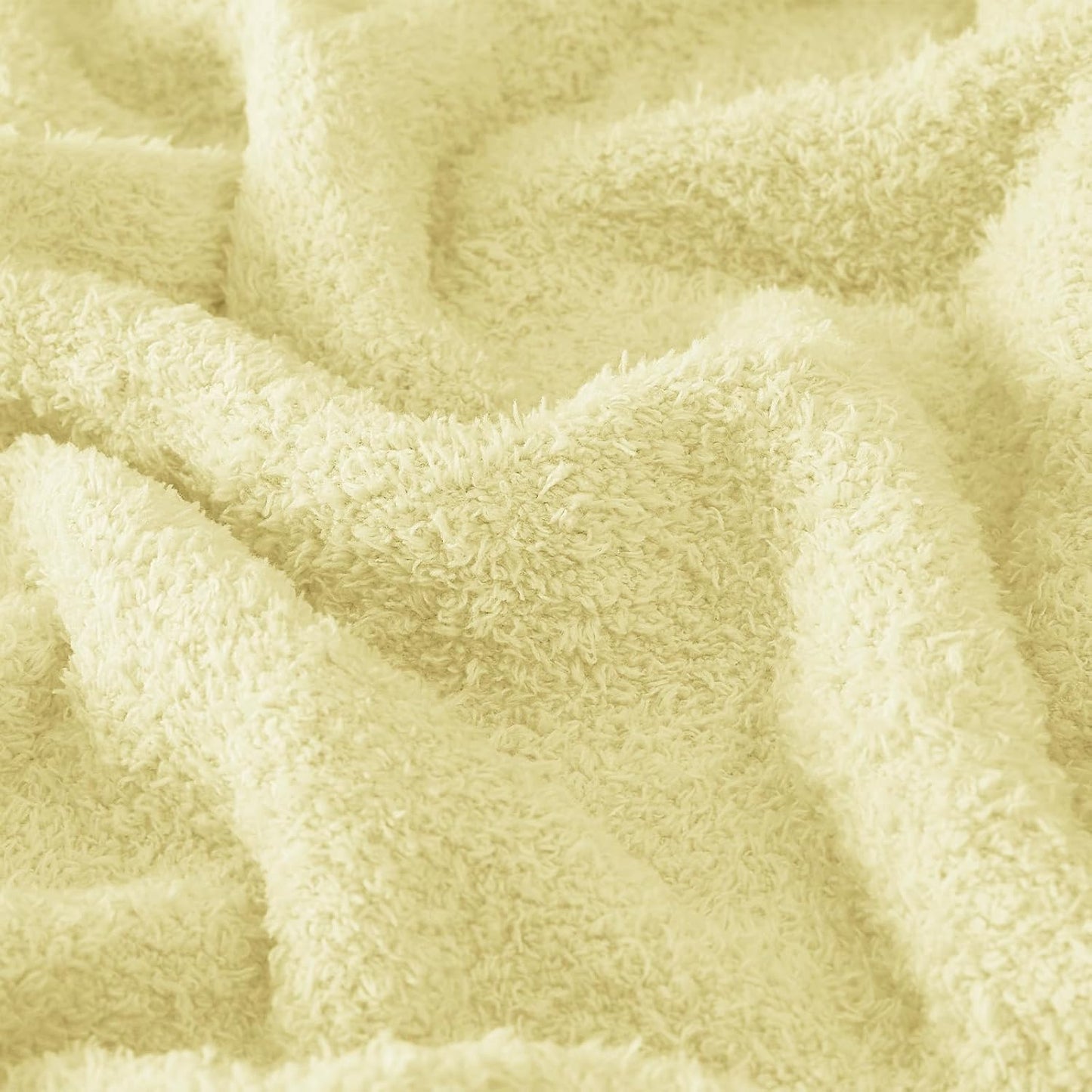 CYMULA Knit Throw Blanket for Couch Yellow - Super Soft Lightweight Plush Fuzzy Fluffy Cozy Blankets and Throws for Sofa Bed, 50 x 60 inches