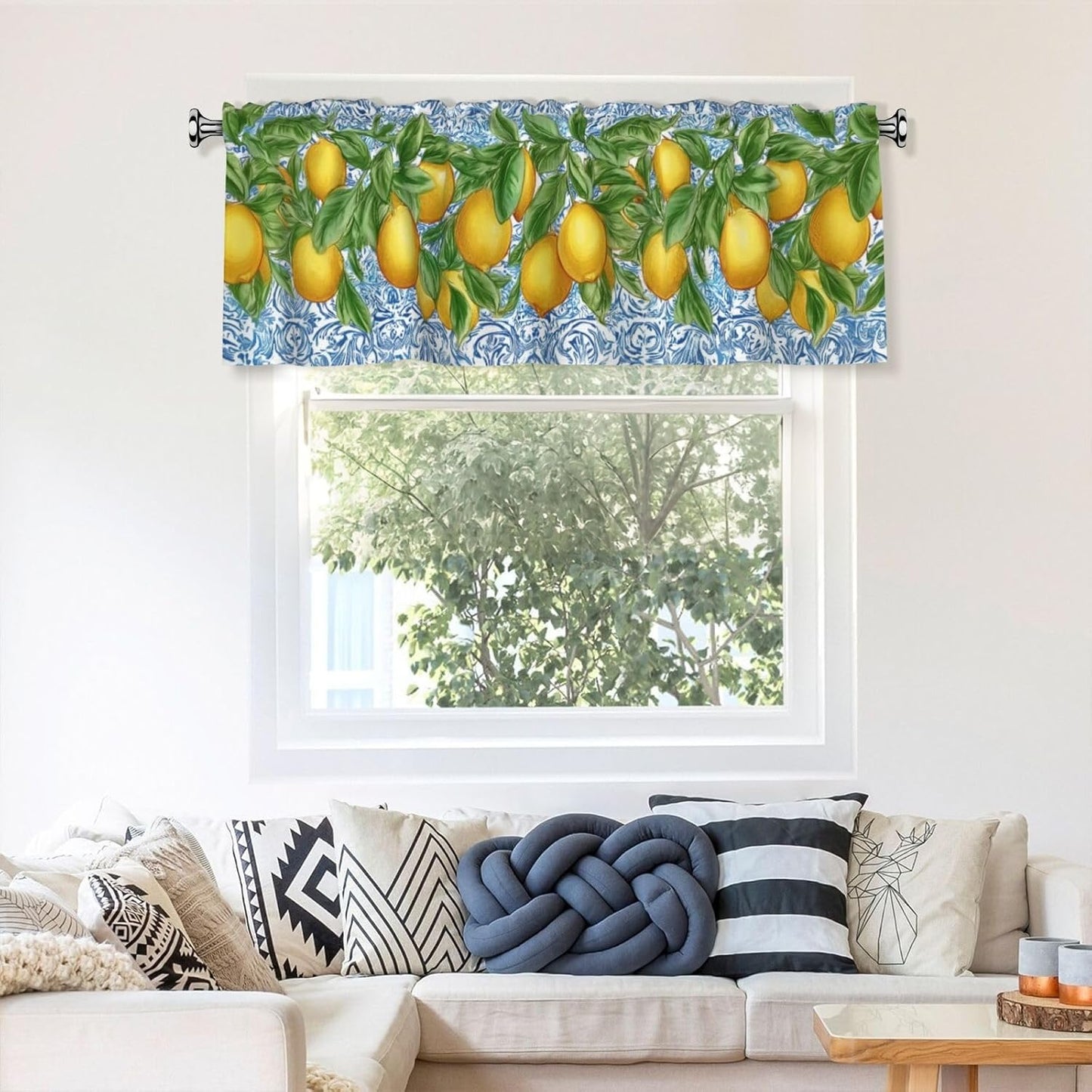 Lemon Valance Curtain Short Window Valance for Kitchen Bathroom Bedroom Living Room Holiday Home Decor 54''X18''