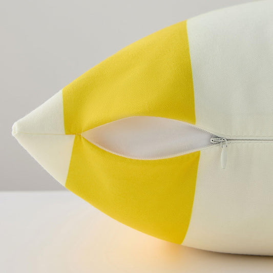 Allorry Outdoor Pillow Covers 18x18 Set of 2 Yellow Striped Decoration Throw Pillow Covers for Spring Summer Outdoor Waterproof Garden Patio Furniture Sofa Bed Home Decor JB007-F18