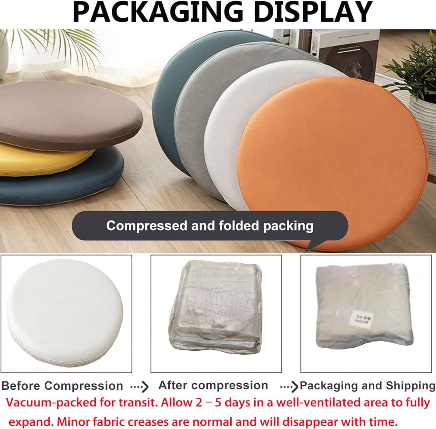 Waterproof Seat Cushions for Kitchen Chairs,Memory Foam Seat Cushion Round Stool Cushion Chair Pad Indoor Outdoor Cushion with Invisible Zip(Lemon Yellow,30cm/12inch)