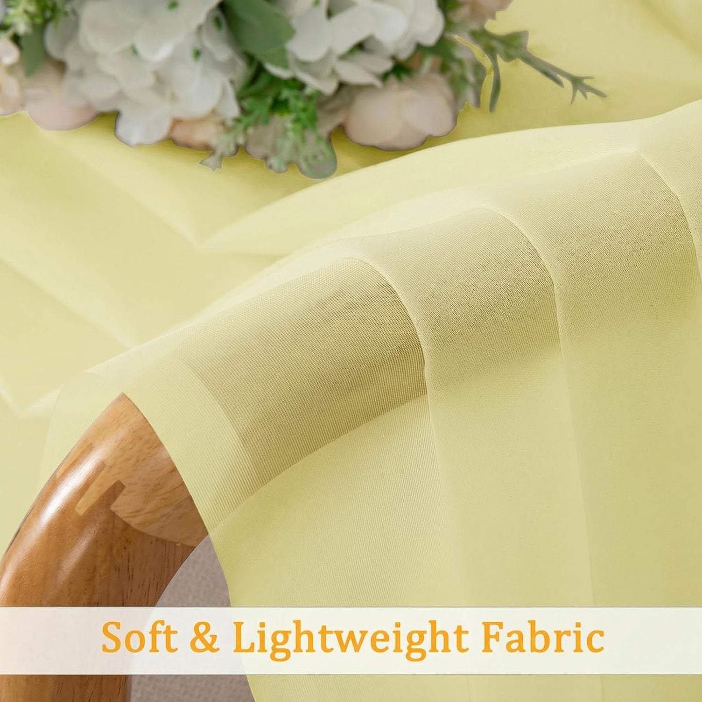 Gwine Light Yellow Sheer Curtains 84 Inches Long 2 Panels Set for Living Room, Rod Pocket Voile Bedroom Curtains, Light Filtering Solid Window Sheer Panels, Each 42Wx84L
