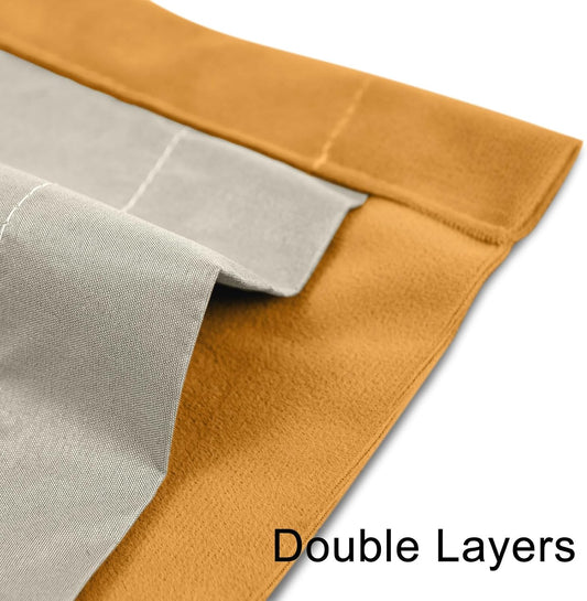 100% Full Blackout Velvet Curtains with Liner 96 inch Long 2 Panels for Living Room, Thermal Insulated Energy Saving Room Darkening Grommet Window Drapes for Bedroom, 52x96 Golden Yellow