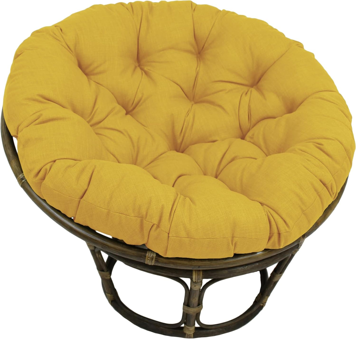 Blazing Needles Solid Outdoor Spun Polyester Papasan Cushion, 52", Lemon