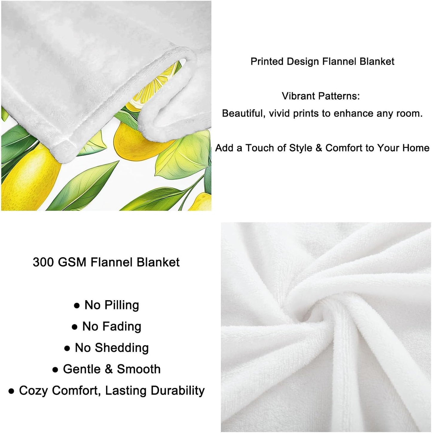 Yellow Green Kids Throw Blanket, Watercolor Plant Lemon Print Blankets for Boys Girls, Warm Lightweight Plush Throw Fleece for Sofa Chair Couch Bed, 79 x 79 inch