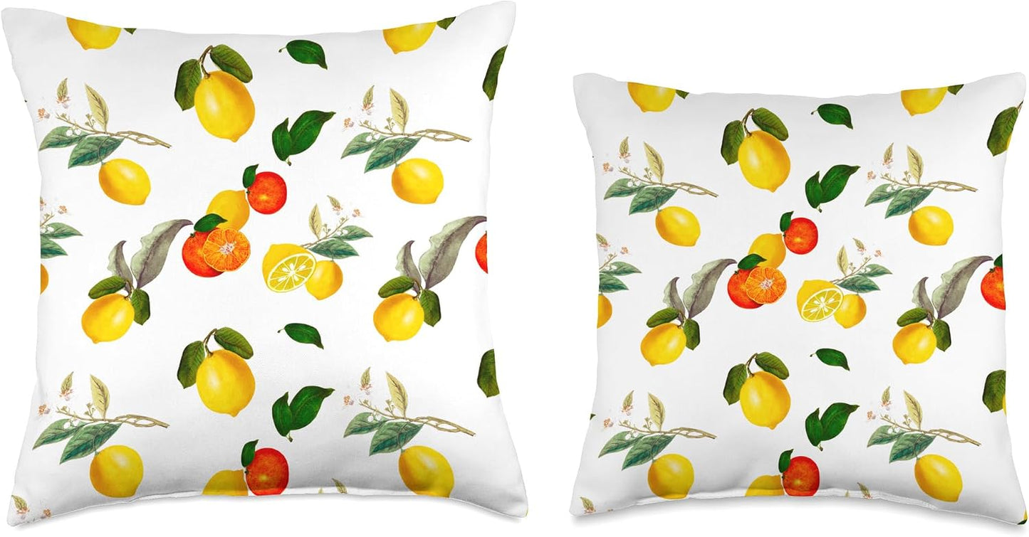 Summer, citrus,lemon,fruits Throw Pillow, 18x18, Multicolor