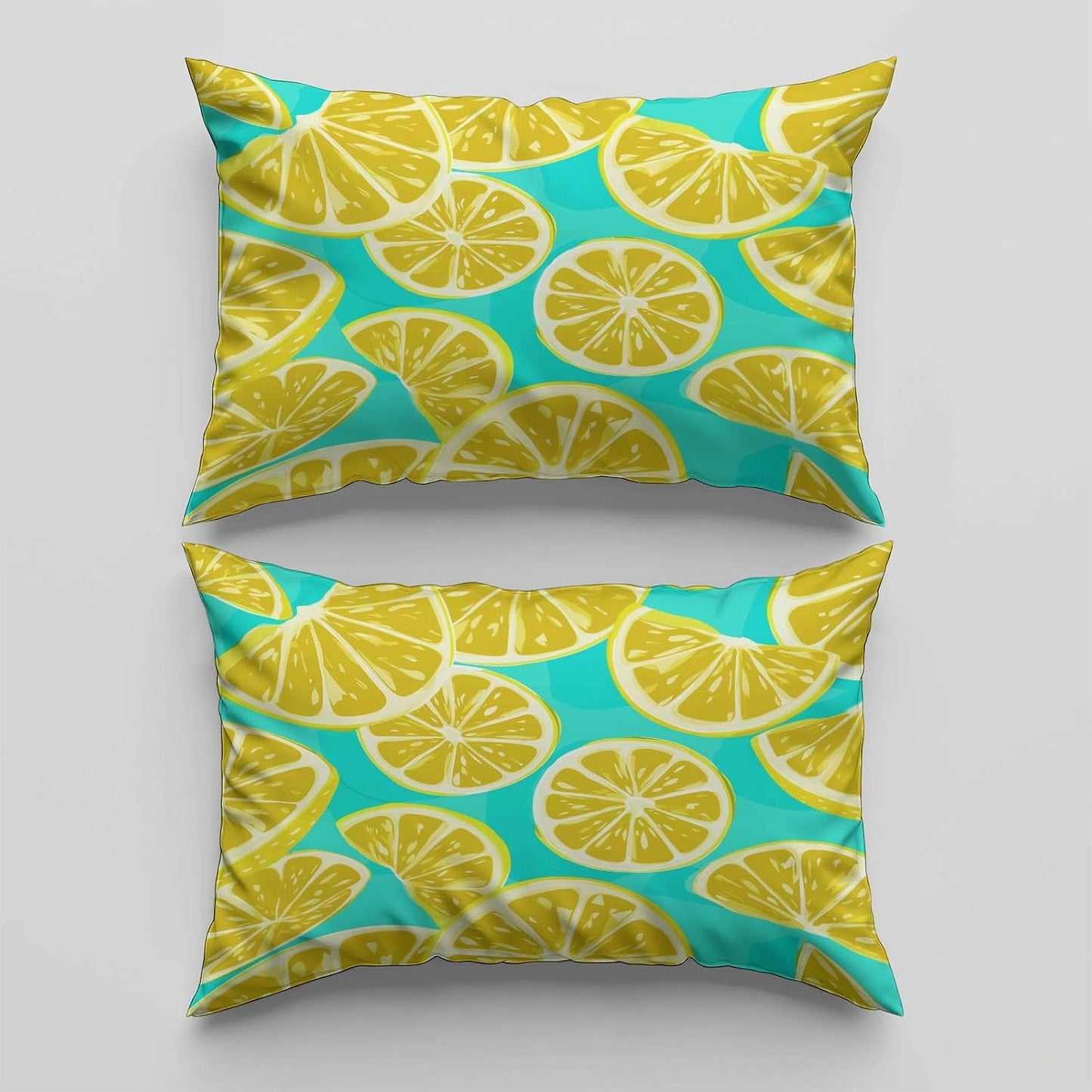 Vector Illustration Fruit Lemon Slice Microfiber Duvet Cover Set Twin (68 x 90 in) 2pcs Bedding Set for Kids Girls Boys Teens Room Decor, Ultra Soft Comforter Quilt Cover with 1 Pillow Shams, Yellow