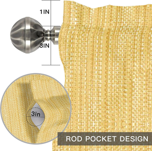 Light Yellow Linen Texture Valances for Windows Rustic Solid Color Backdrop Rod Pocket Window Treatments 1 Panel Short Curtains for Kitchen Bathroom Living Room Home Decor, 42 x 18 Inch
