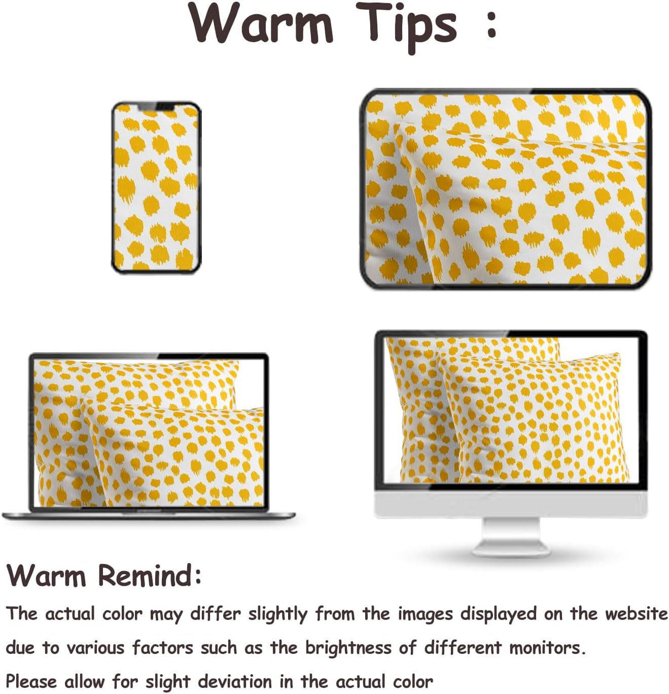 Allorry Outdoor Pillow Covers 18x18 Set of 2 Boho Design Yellow Polka Dot Decorations Pillows Summer Outdoor Waterproof Patio Furniture Garden Porch Sofa Bed Cushion Covers Home Decor JB001-A18