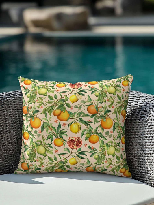 1 Pack Outdoor Throw Pillow, Yellow Lemons Waterproof Pillow with Insert Included, Summer Botanical Watercolor Orange Decorative Accent Cushion Sofa Pillows for Patio Porch, 16 x 16 in