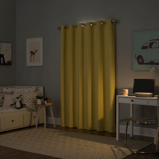 Sun Zero Halton Bright Vibes 100% Total Blackout Grommet Curtain Panel, Sunflower Yellow, 40"W x 84"L (1 Panel)