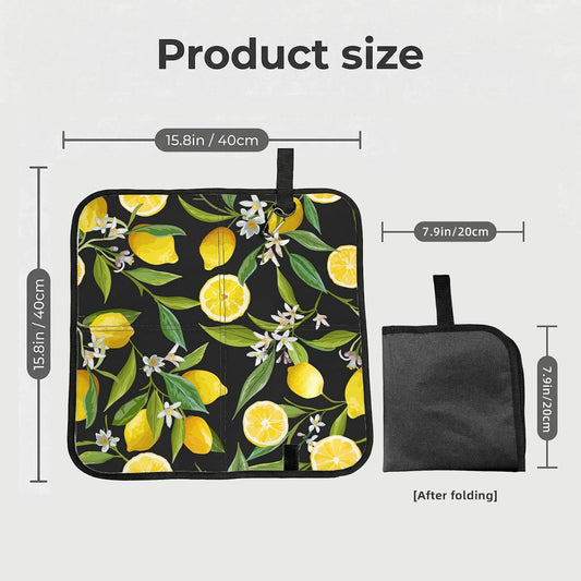 Yellow Lemon Print Fold Away Seat Cushion Portable Outdoor Pad Polyester Bleacher Bench Mat Travel Picnic Pad