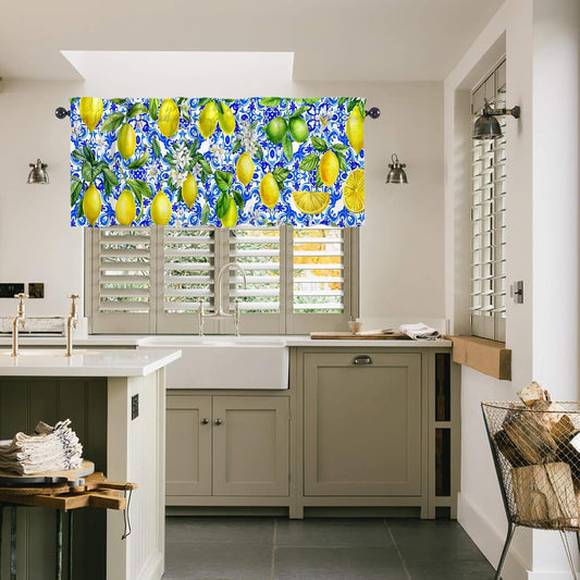 Lemon Valances 54" W x 18" L - Lemon Kitchen Curtains Valance for Windows Rod Pocket Kitchen Decor Decorations
